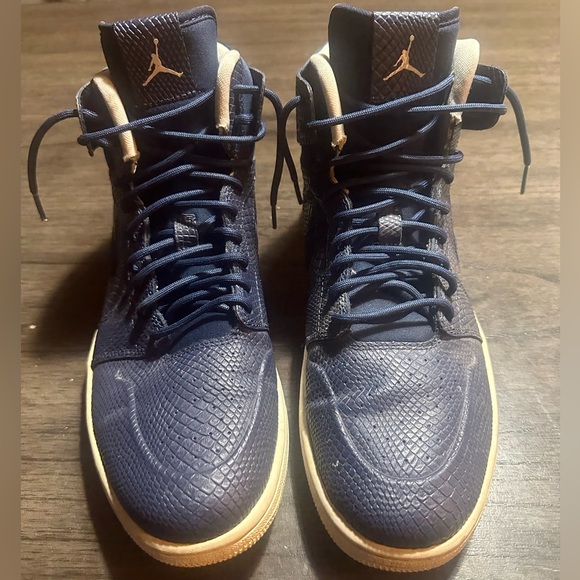 Air Jordan 1 Nouveau 'Navy Snakeskin' with cutout mesh swoosh! - Picture 1 of 8